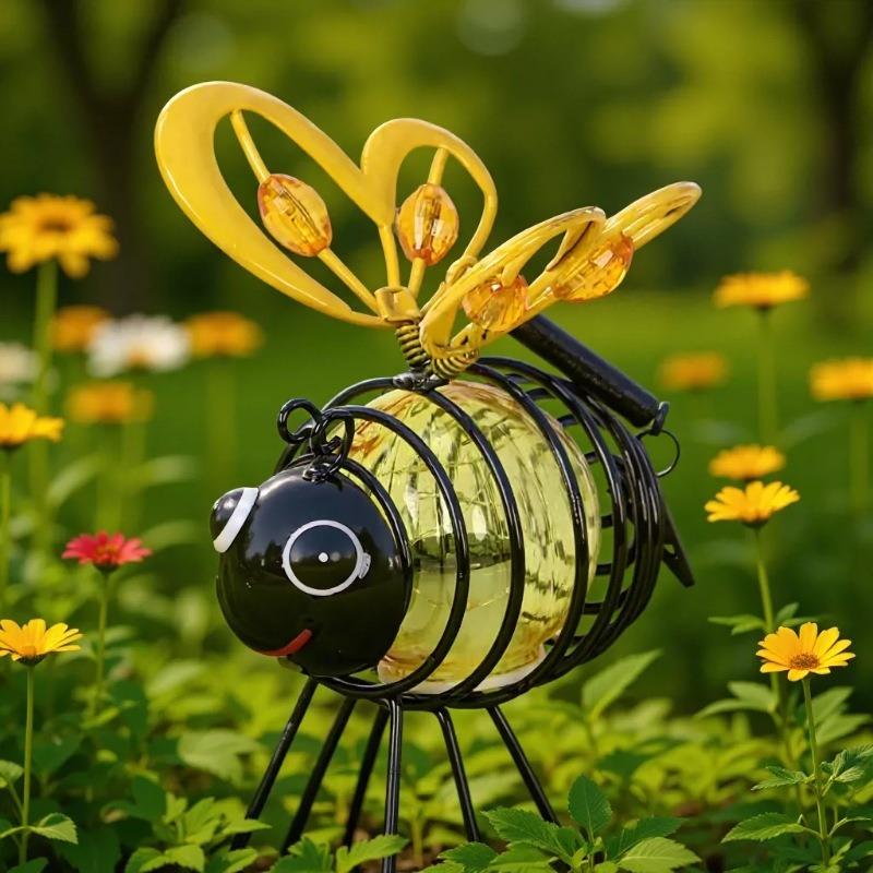New Solar Bee Ironwork Pendant Light - LED Outdoor Garden Lamp - Garden Decoration Craft Ironwork