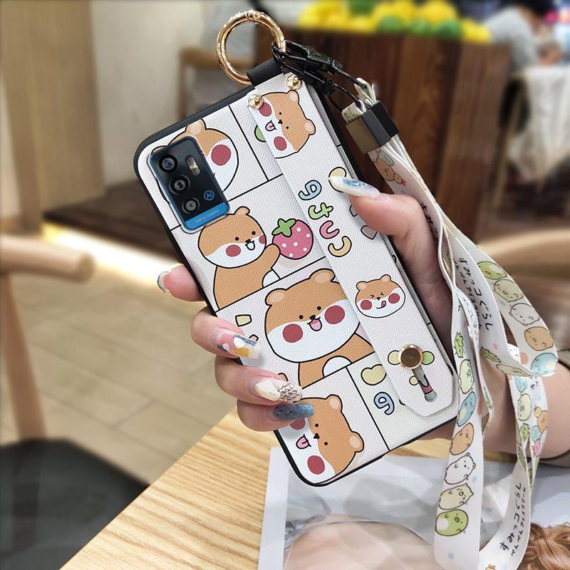 Durable Anti-dust Phone Case For ZTE Blade A71/Optus X Swift 5G Cute Kickstand Phone Holder Soft case Lanyard Anti-knock