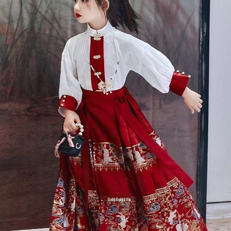 2026 New Chinese Style Hanfu Ma Mian Skirt for Girls