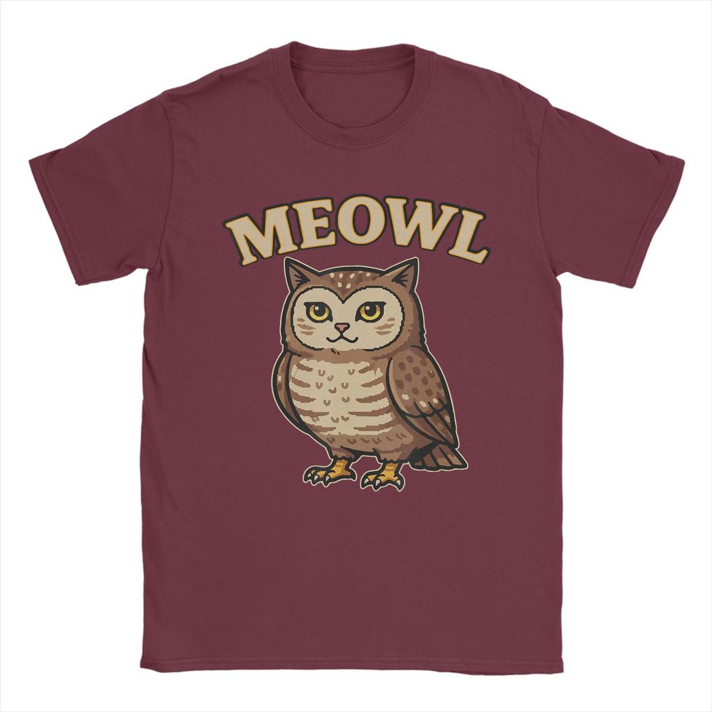 Meowl Funny Meow Cat Owl Brainrot Meme Unisex T Shirts Funny Tee Shirt Short Sleeve Crewneck TShirt 100 Cotton Gift Idea Clothes