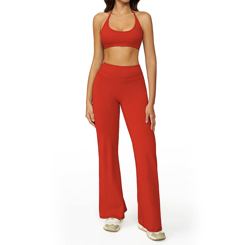 JYL Quick Dry Brushed Yoga Set Hollow Back High Waist Outfit