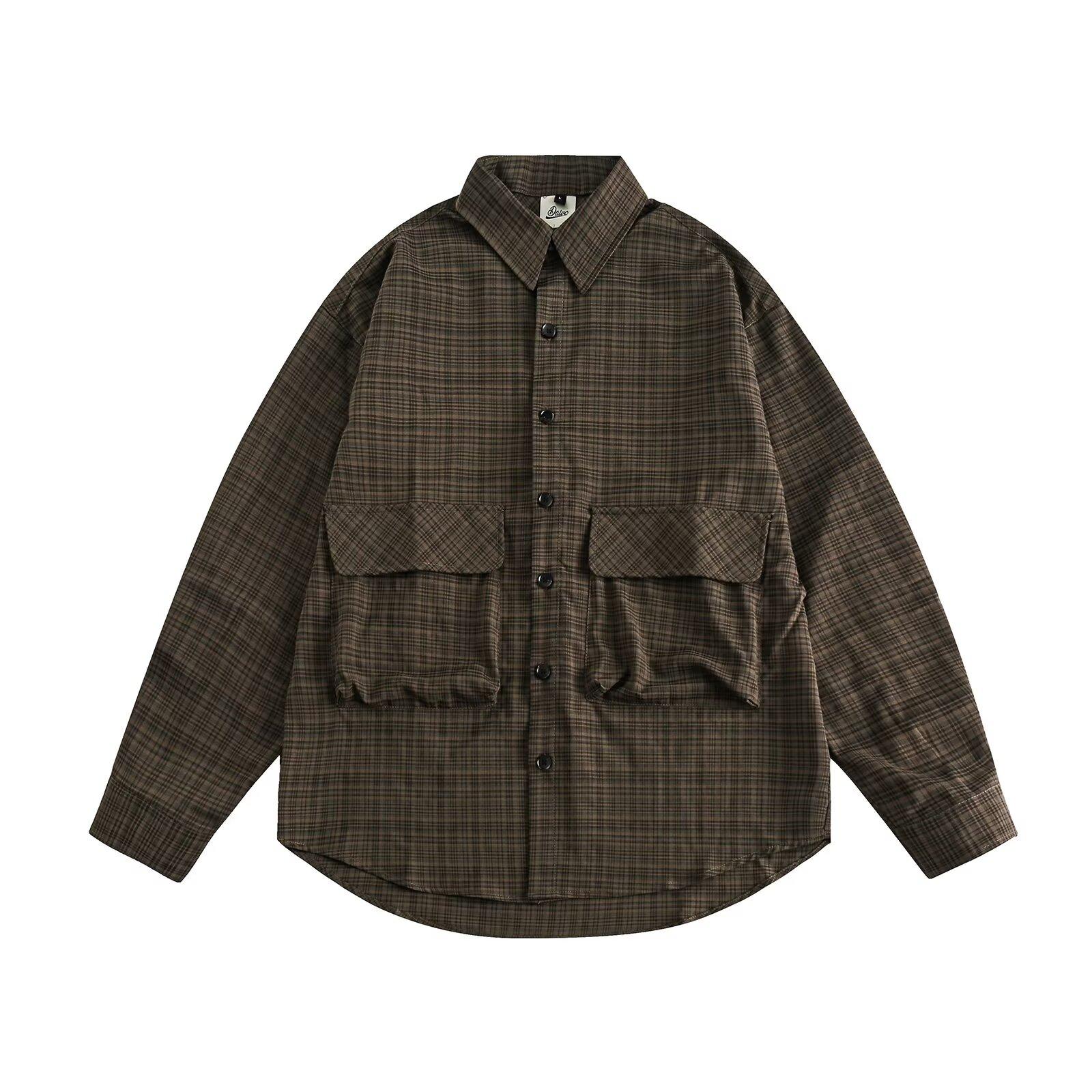 

2024 Клетчатая рубашка с длинным рукавом в японском стиле Гонконга Ins Свободная рубашка для мальчиков Летнее модное универсальное повседневное пальто 2XL зелёный