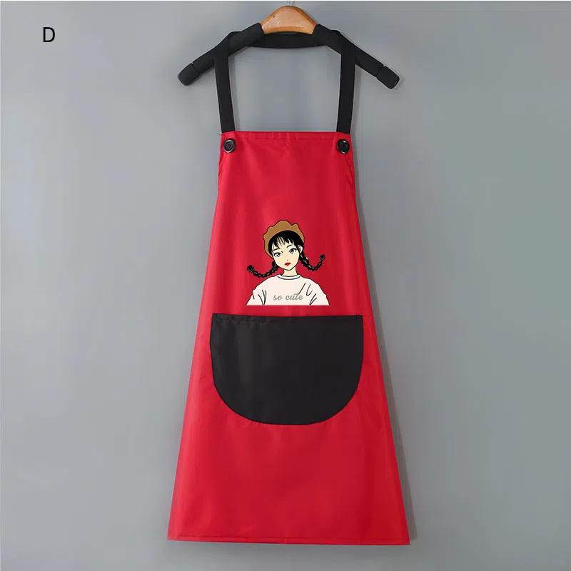 Unisex Cooking Apron Household Cartoon Apron Chef Waiter Barbecue Adult Pocket Apron Kitchen Supplies