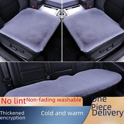 Winter-Autositzkissen-Set aus Kaninchen-Plüschimitat, Innenausstattung plus Samt, dick und warm. Einzelkissen-Set, dreiteilig.