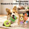 Soft Fabric Doll with Rubber Ring Squeaky Dog Chew Toy, Stuffed Puppy, Macaron Color Pet Play Toys Interactive Fetch Tug Toy for Aggressive