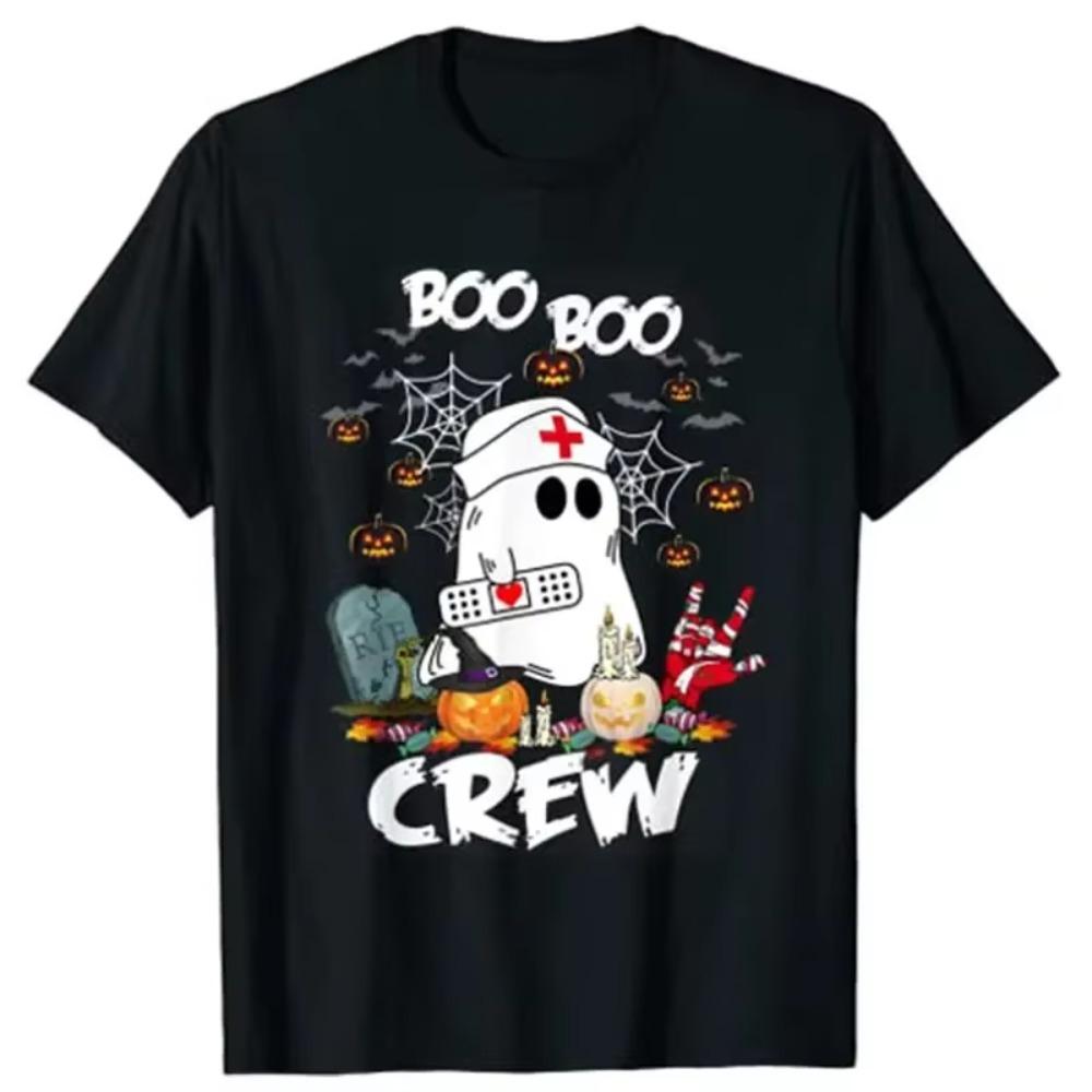 All Sizes S 5XL Men's Black White Immortal Faces Band Poster Boo Boo Crew Ghost Nurse Retro Halloween Nursing RN T-Shirt