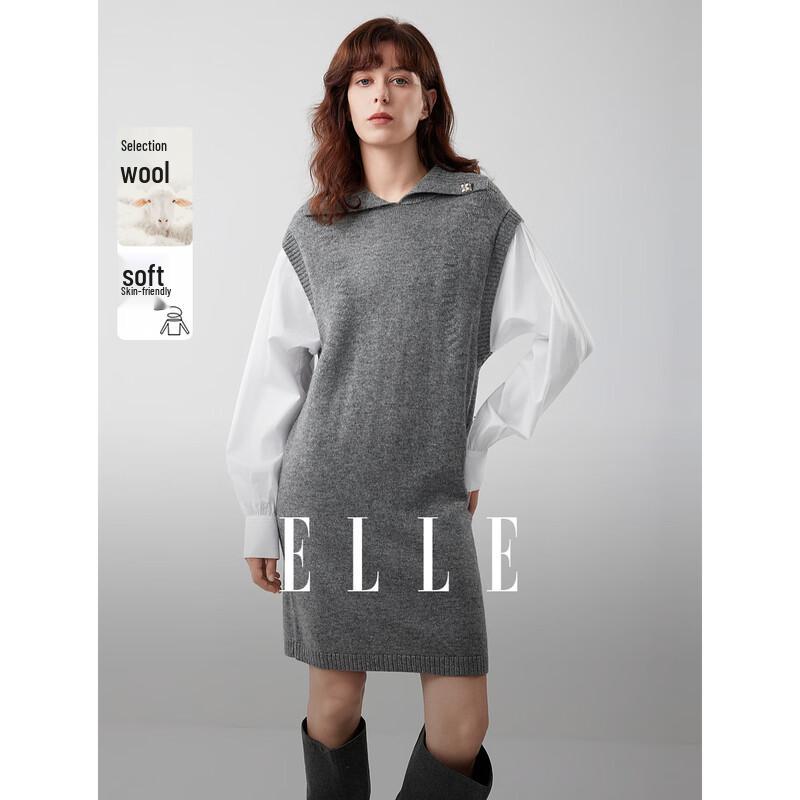 

Платье с вставками из смеси шерсти ягненка ELLE L