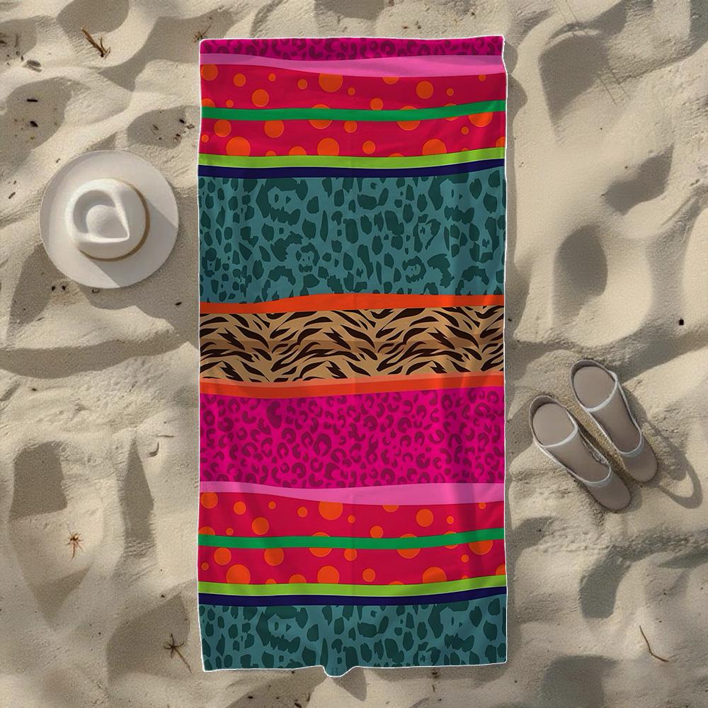 Strifen und wellige Texturen Strandtuch, Weich Schnelltrocknend, Perfekt Für Tragbare Outdoor-Reisen, Schwimmen, Camping Und Sommerstrand