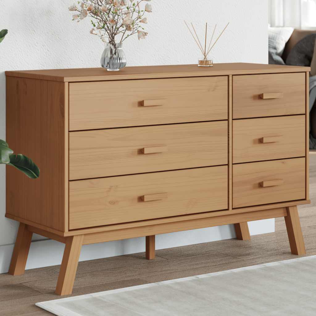 Vidaxl Kommode Olden, Braun, Massivholz Kiefer