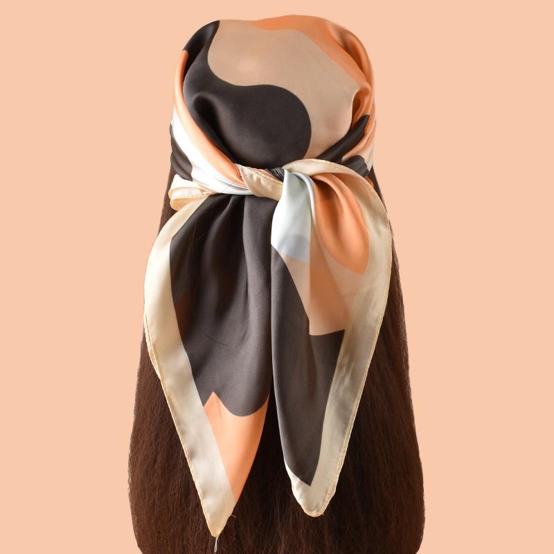 1PC Women's Colorful Patterned Thin Satin Silk-Like Square Scarf Bohemian Casual Neck Wrap Lightweight Comfortable Shawl
