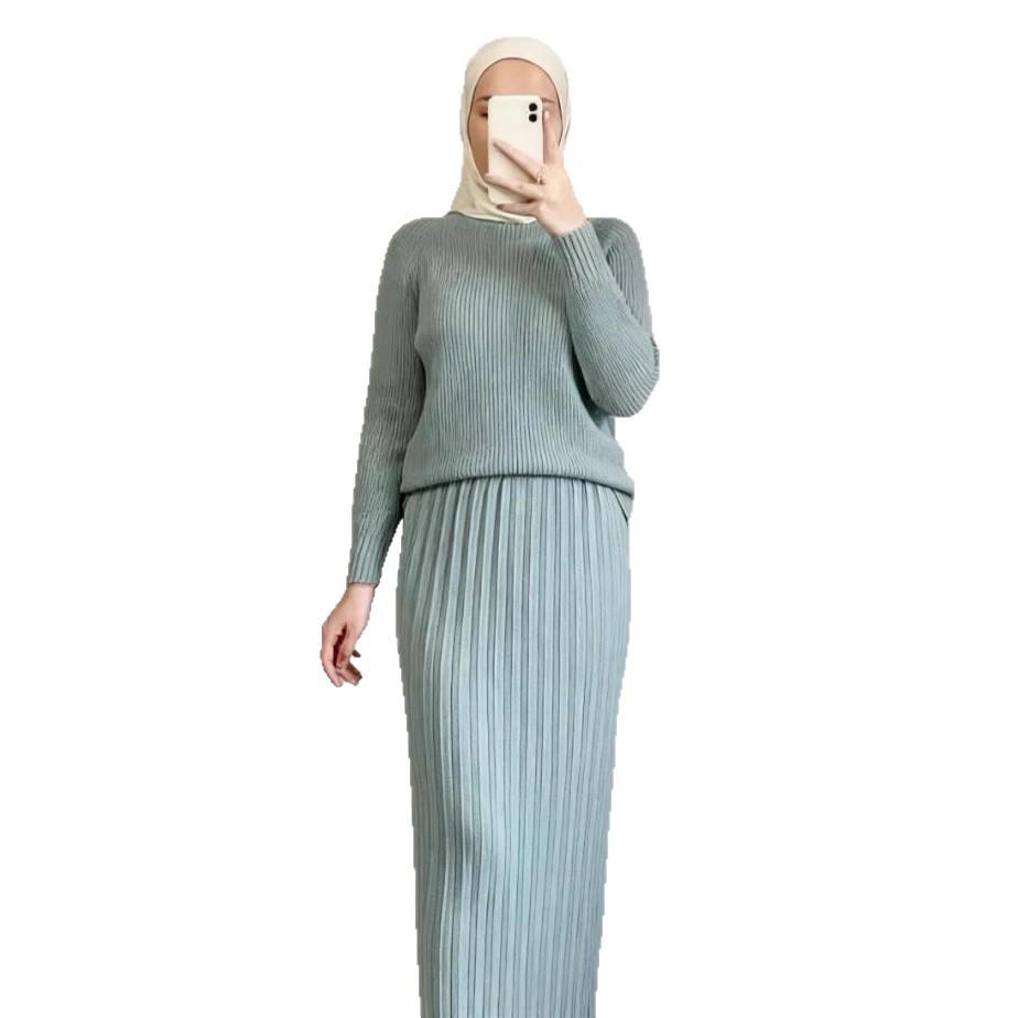 2025 Autumn Women's Casual Knit Sweater & Hip Wrap Skirt Set