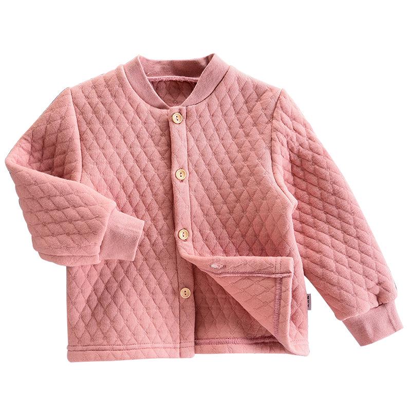 Baby Quilted Long-Sleeve Top: Unisex Three-Layer Autumn/Winter Underwear Pajamas