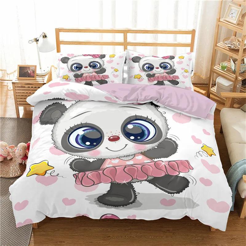 Cute Cartoon Panda Duvet Cover Twin Queen For Boys Girls Teen Soft Animal Theme Panda Bedding Set With Pillowcases Bedroom Decor