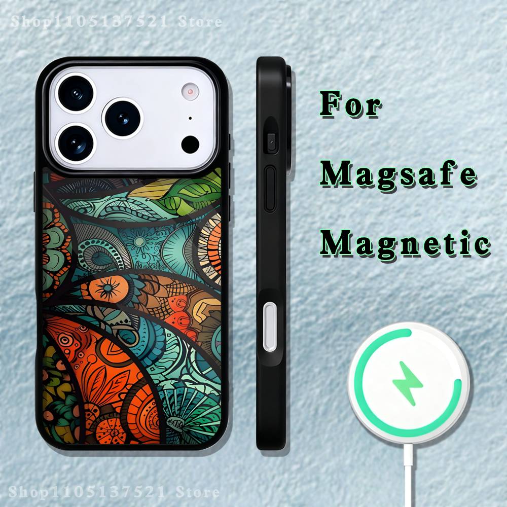 Mandala Art Colorful Phone Case  For iPhone 17,16,15,14,13,12,11,Pro,Max,Plus,Mini,SE4,E Magnetic Magsafe Wireless Charging