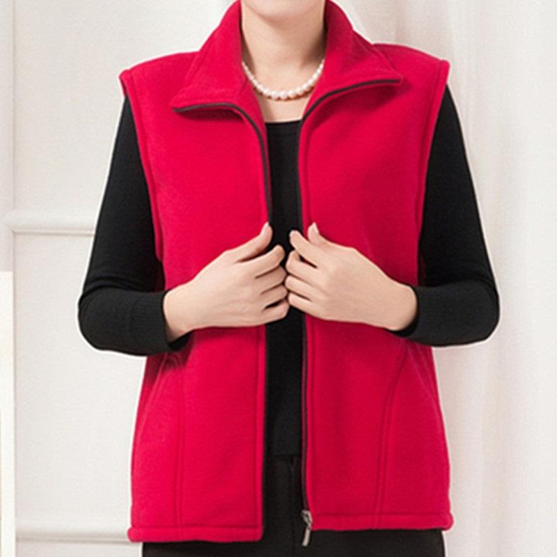Polar Fleece Coat for Women's Vest Autumn Sleeveless Vests for Women Jacket Fashion Zipper Casual Waistcoat Female