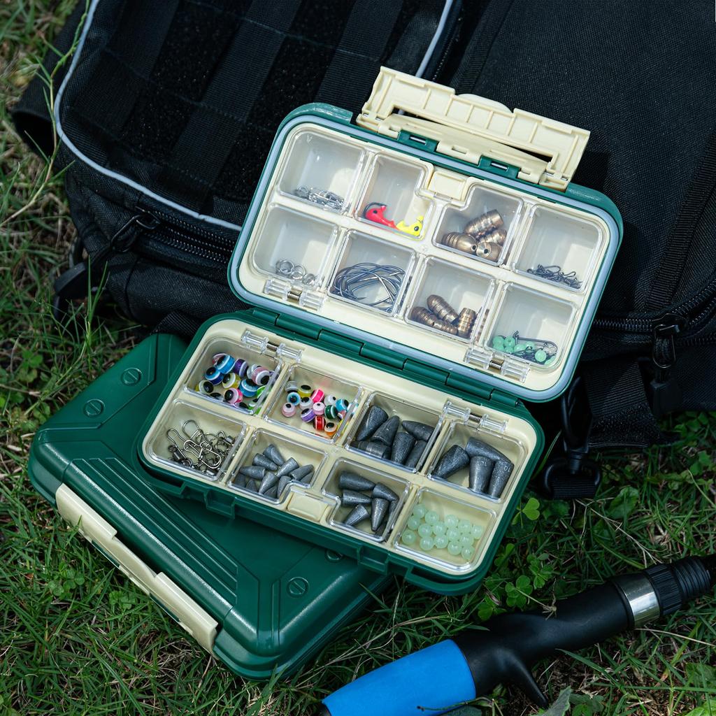 Goture Tackle ABS Waterproof Lure Bait Fishing Tackle with Individual Compartments for Tackle and Easy to Fishing Tackle Fishing Green Box,