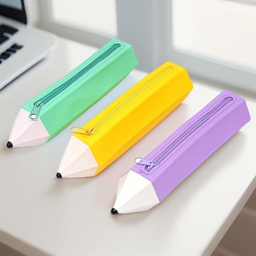 Convenient Carry Silicone Pencil Case Soft Material Soft Pencil Case Pencil Shape Bag Office Use