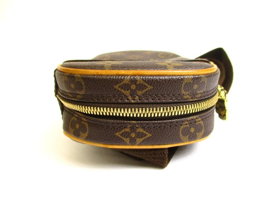 Autentická LOUIS VUITTON Monogram Hnědá Kožená Ledvinka Pásková Taška Gange #b049 Renovováno prodejcem