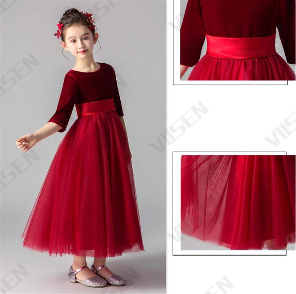 VIISEN Piano Recital Long Junior Perfect for Stage and as a Children's Dress, Dress, Dress, Girls' Dress, Elegant, High-Quality Dress, Recitals,