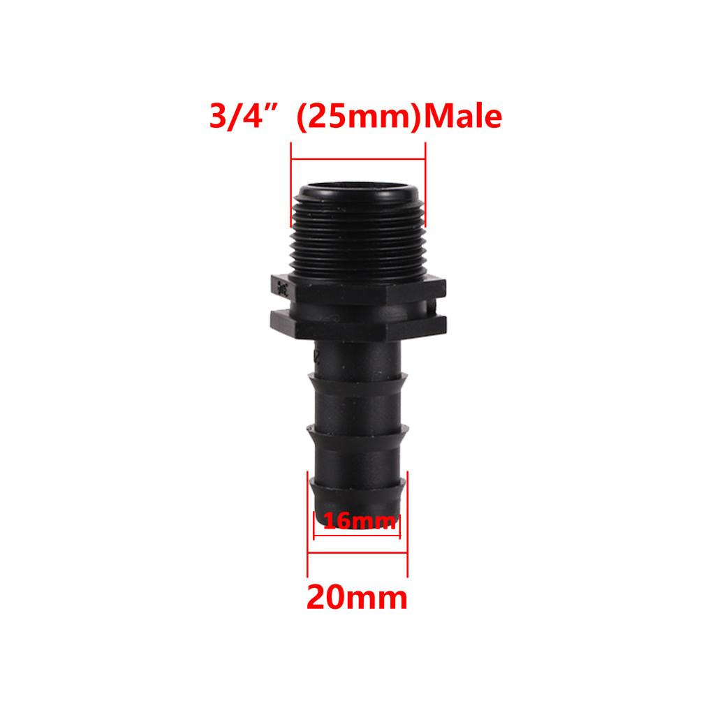 5Pcs 1/2 3/4 Female Male Thread to 16mm 20mm Hose Barb Straight Connector Garden Irrigation Water Pipe Coupling Reducing Adapter