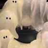 Halloween Ghost Wreath with 12 LED Lights Small Light-up White Ghost Hanging Wreath for Front Porch Door Wall Indoor Outdoor Decoration