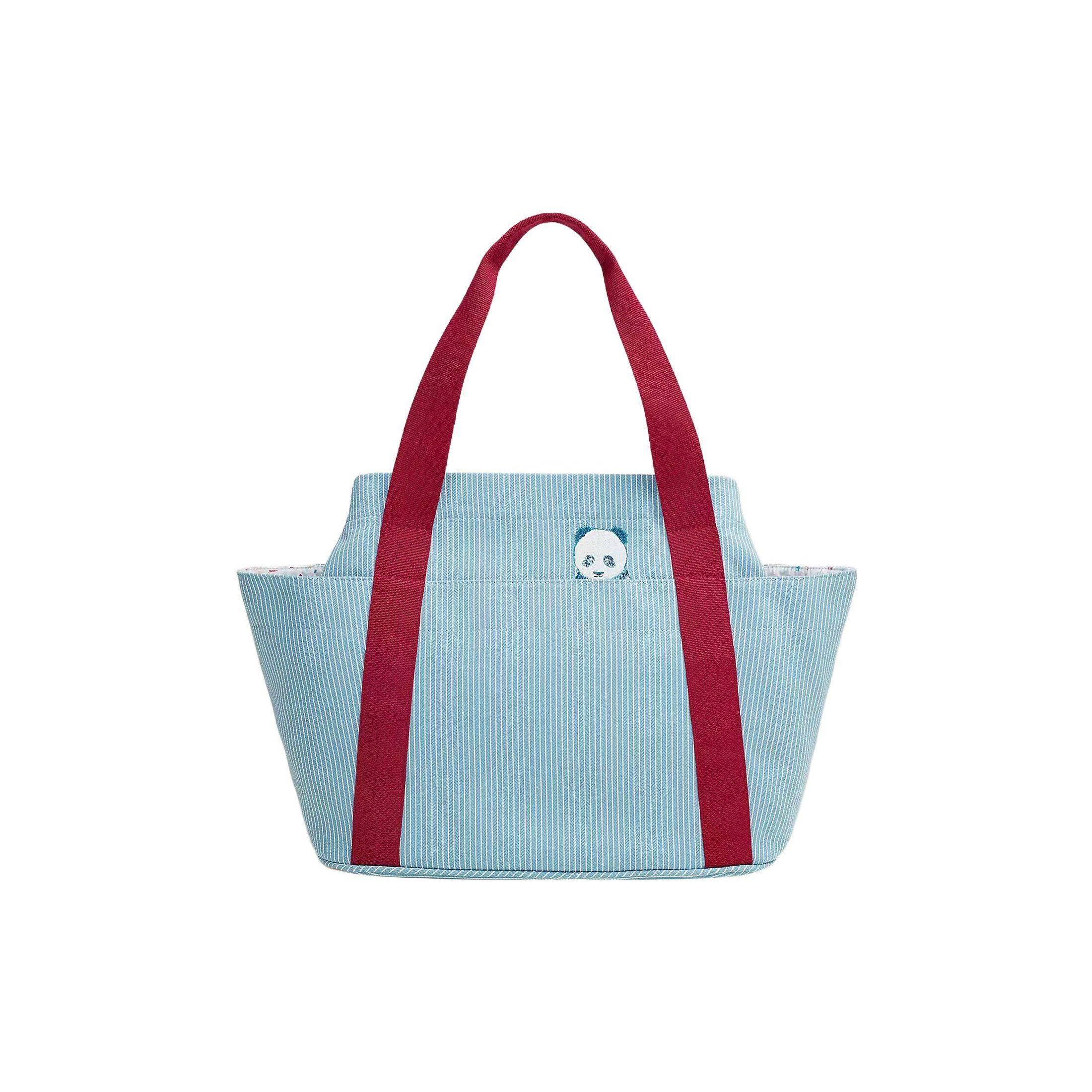 Hermes Bolide Passe-Passe Mommy Includes Inner Bag And Baby Blanket Canvas Tote Shoulder Bag Women Tote Bags Blue Panda H103321M01 One Size