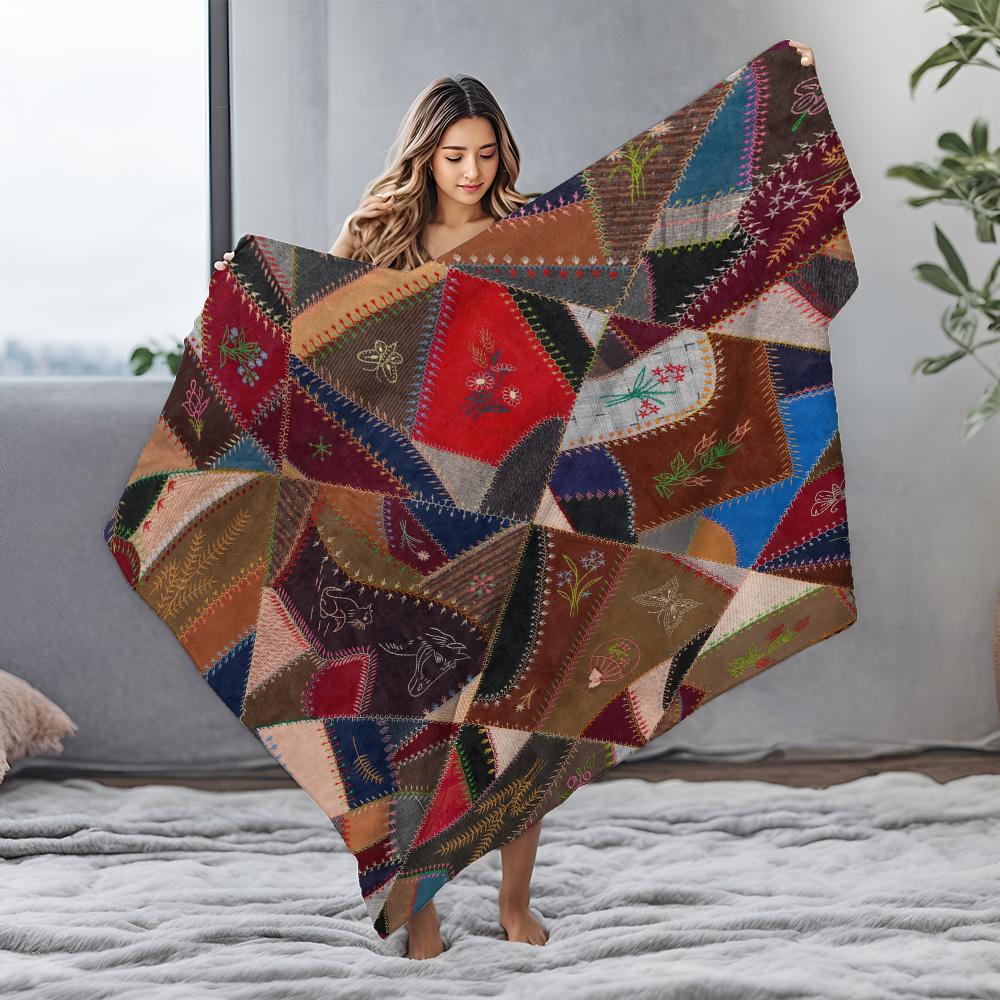 Patchwork Quilt Blanket Vintage Ethnic Throw Sofa Bed Cover Decorative Bedspread Home Textile