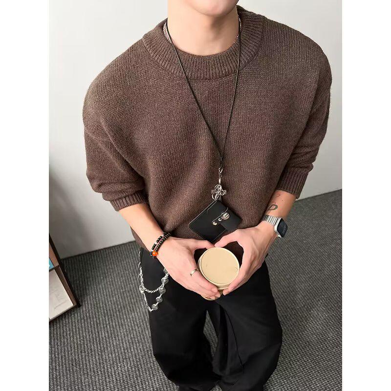 

Cleanfit Men s Heavyweight Arctic Fleece Round-Neck Sweater: Stylishly Scruffy, Cozy Knitwear for Autumn & Winter - Solid Color & Versatile. M кавовий