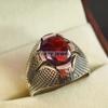 Garnet Oval Cut Gemstone With 925 Sterling Silver Ring For Men's #B74 JL375671373856