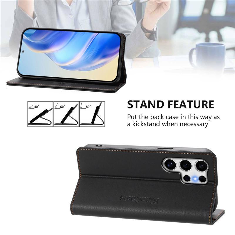 Luxury Anti-thef Wallet Flip Cover Phone Case For Samsung Galaxy S23 Ultra FE Plus S23FE 5G Leather Case Magnet Solid color Etui