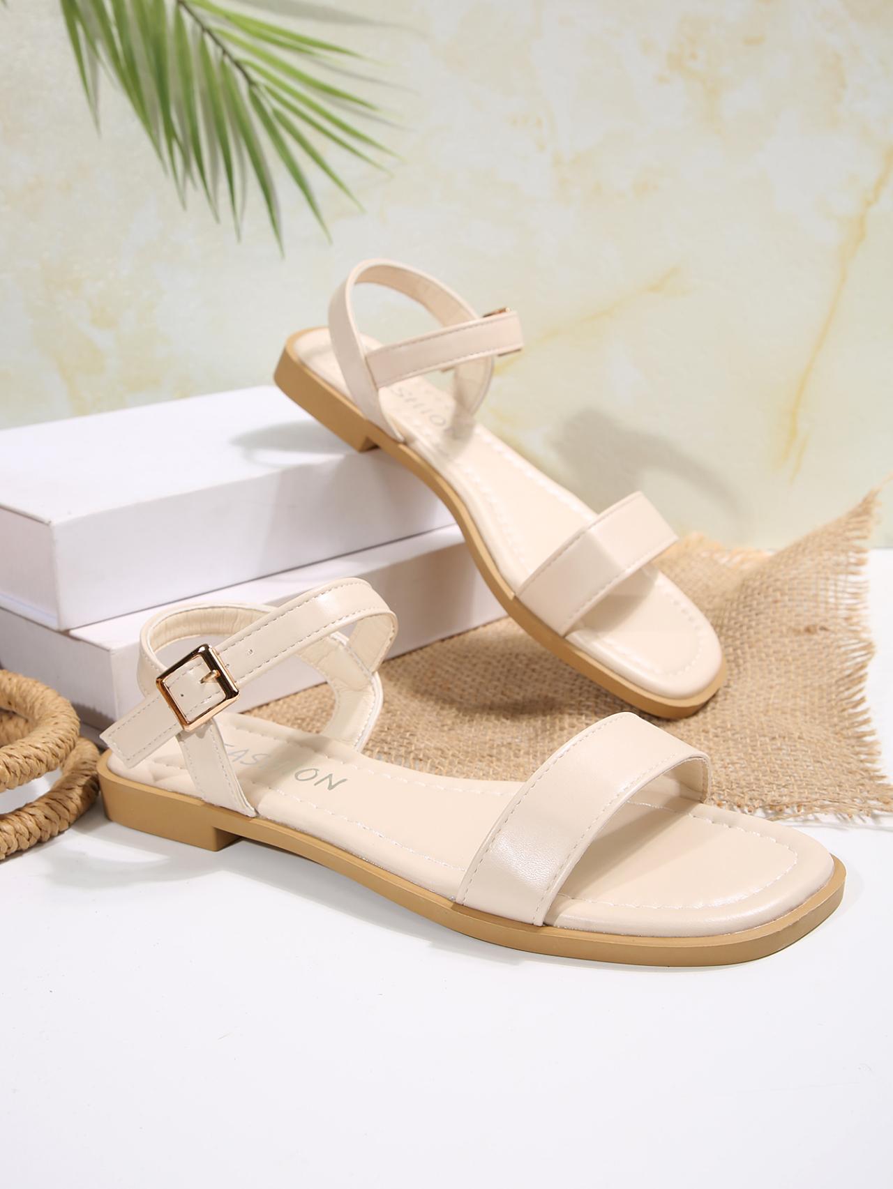 

Fashion Summer Women s Sandals Luxury Leather Sandals Fashion Square Toe Open Toe Strap Sandals Comfortable Block Heel Platform Sandalen 35 бежевый
