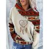 Vintage-Inspired Western Print Sweatshirt - Soft, Casual, Drawstring hoodie with Pocket for Women Long Sleeve Pullover Design
