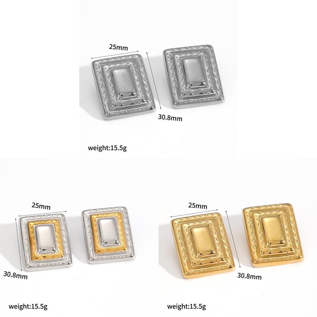 Geometric Stainless Steel Layered Earrings For Womens Fashion Jewelry