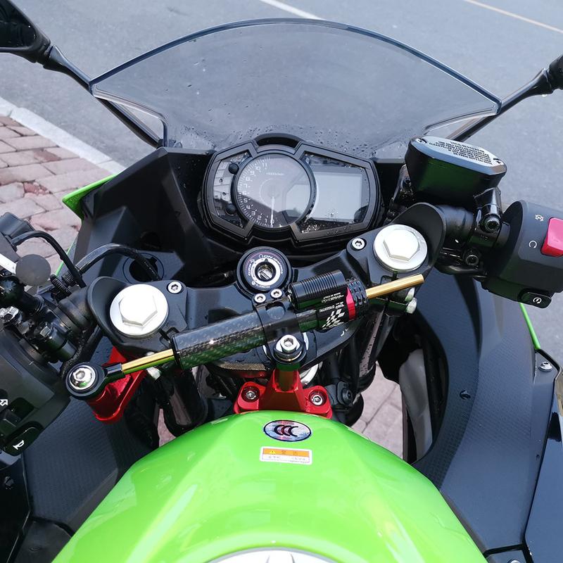 Motorcycle Adjustable Damper Steering Stabiliz 250 345mm steering stabilizer for Honda Kawasaki Street Bike Carbon fiber texture