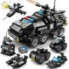 371pcs 6in1 SWAT Police Truck Building Blocks City Construction Plane Car Bricks Set For Children Toys Kids Gift