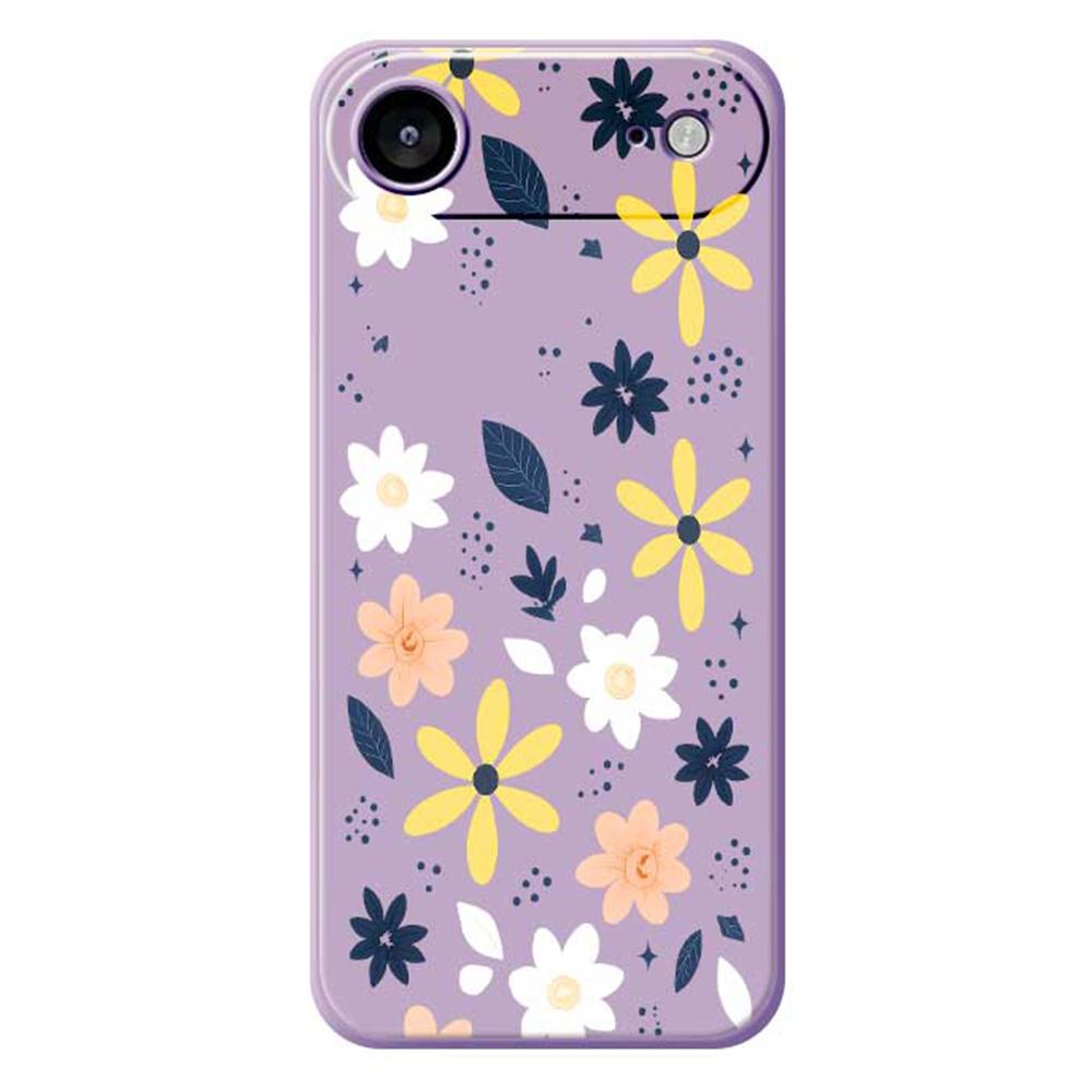 For iPhone 17 Air Case Colorful Floral Blue Leaves Pattern Printing Straight Edge TPU Phone Back Cover