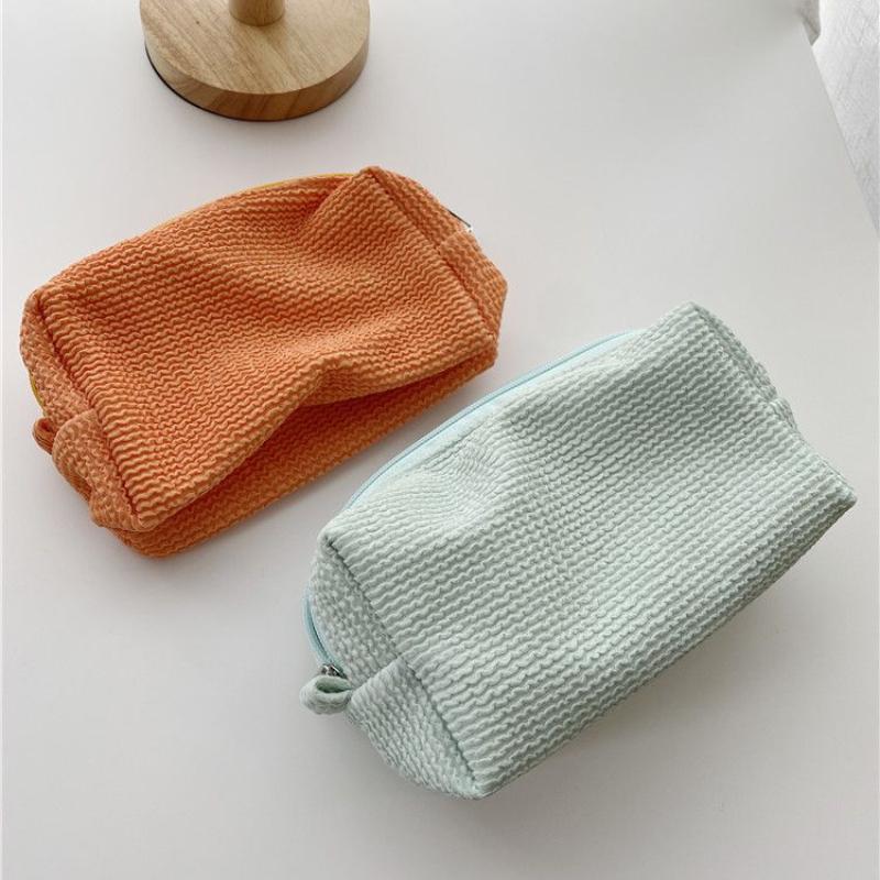 Wrinkled Wavy Cloud-shaped Solid-color Student Pencil Case Can Also Be Used As A Makeup Bag, A Portable Simple Travel Toiletries Bag and A Storage Bag