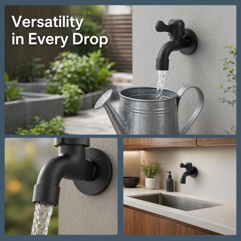Black Water Faucet Wall Mount Faucet Durable Water Tap Farm Mop Pool