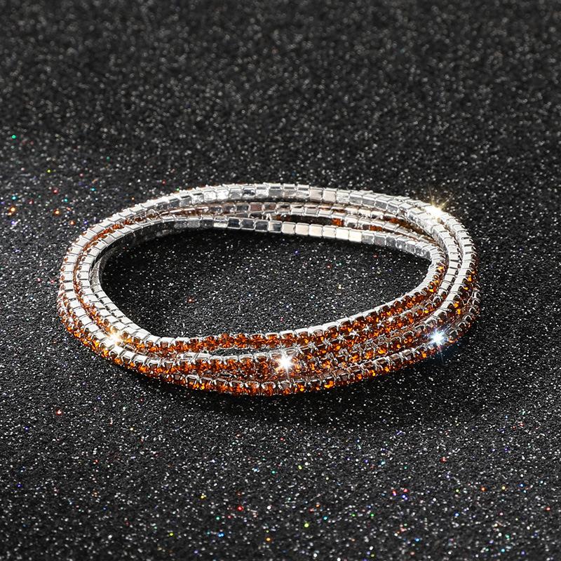 Diamond Elastic Bracelet 2mm Single Row Color Rhinestone Bracelet Women's Bracelet Women's Grab Chain Full Diamond Jewelry
