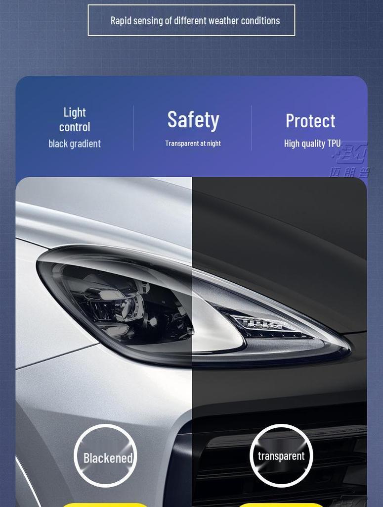 Película TPU Negra Ahumada para Faros para Porsche Cayenne, Macan, Panamera, 718