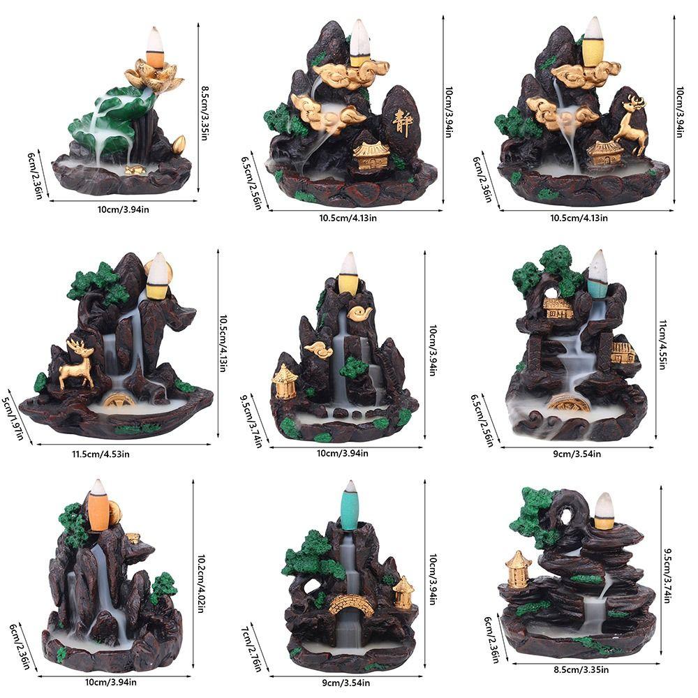 Resin Backflow Incense Burner Mountains River Waterfall Design Waterfall Incense Holder Sandalwood Stand Fragrance Holder