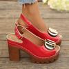 Sexy Patent Leather Thick High Heeled Sandals Women Metal Ring Peep Toe Platform Sandles Woman Summer