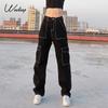 Pantaloni cargo da donna a vita alta larghi cargo jeans a gamba dritta Pantaloni cargo da donna a vita alta larghi cargo jeans a gamba dritta