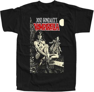 Taitai Herren Vampirella Jim Wynorski Filmplakat T-Shirt (Schwarz) T-Shirt Schwarz