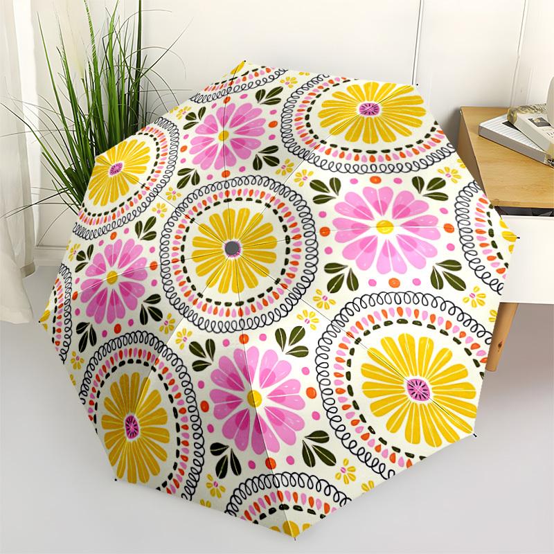 

1pc Floral Pattern Automatic Opening/Closing Umbrella with Operation & Windproof Canopy - Folding Design, Holiday Gift yy260225128