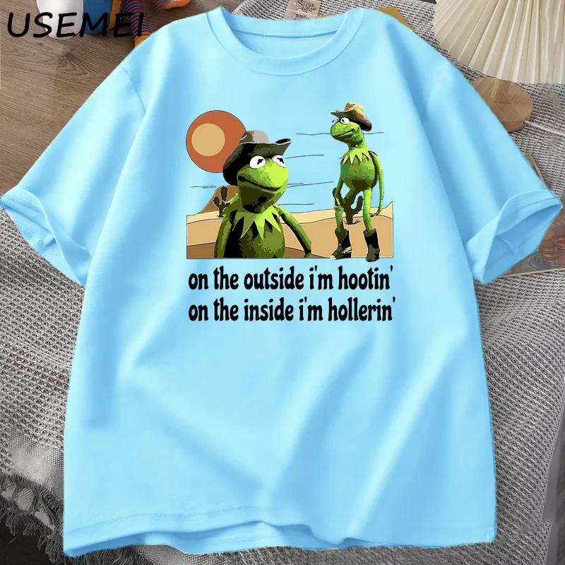On The Outside I'm Hootin Frog T-shirt Funny Meme T Shirts O Neck Graphic T Shirts Men Clothes Harajuku Short Sleeve Casual Tops