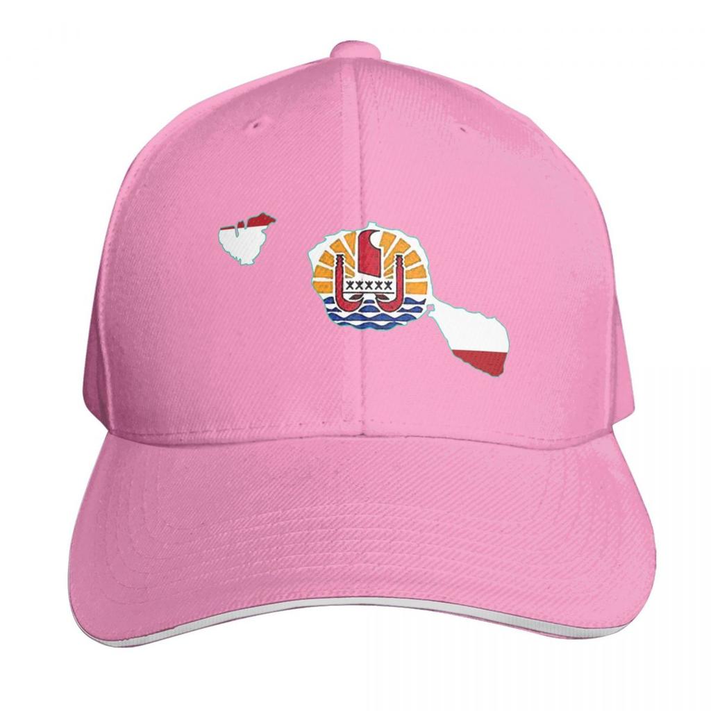 Tahiti Map with Tahitian Flag Baseball Cap Streetwear Golf Wear Bobble Hat Designer Cap Unisexs Baseball Womens
