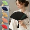 Chinese Style Tassel Folding Fan Solid Color Kimono Fan Elegant Handheld Fans  Wedding Party Decor