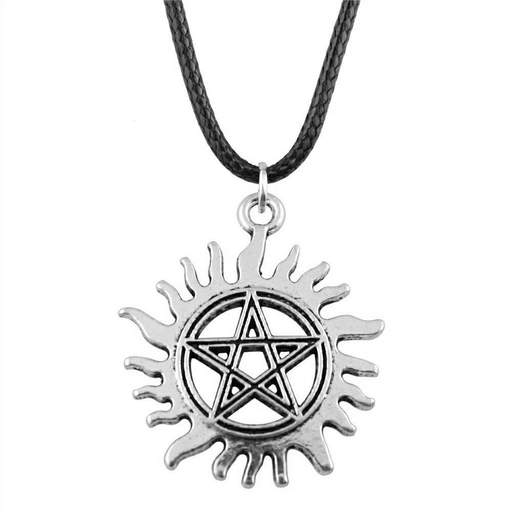 Star Pendant Necklace Vintage Minimalist Moon Sun Charms Cosmic Jewelry With 45cm Leather Chain