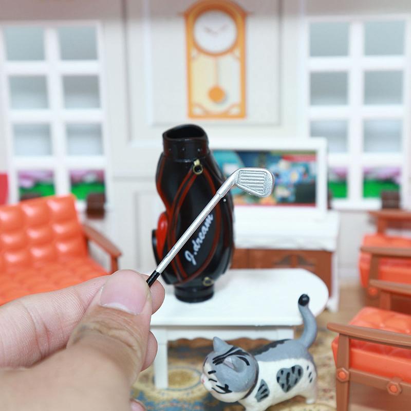 

Мини-клюшки для гольфа с сумкой Модель для украшения кукольного домика Миниатюрные аксессуары для кукольного домика Миниатюрная модель сцены Микроландшафт onesize